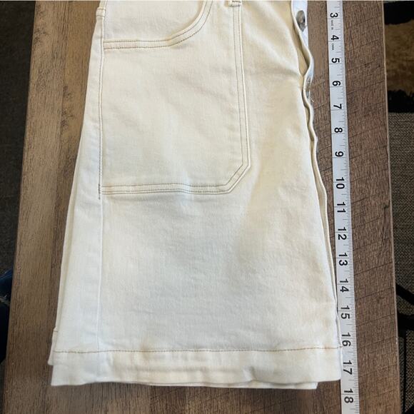 Kensie Vintage Luxe Button Down Cream Mini Denim Skirt Womens Size 10 A Line - Picture 7 of 8